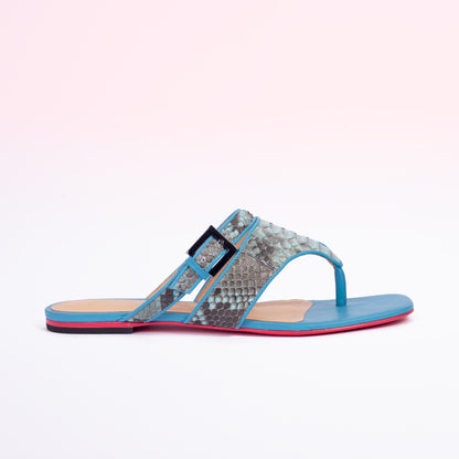 Rasteira Ariana Python Sea Blue