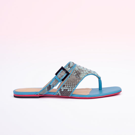 Rasteira Ariana Python Sea Blue