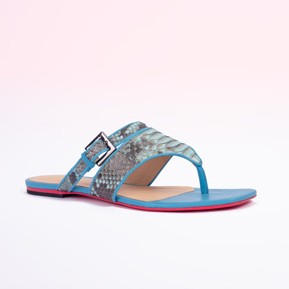 Rasteira Ariana Python Sea Blue